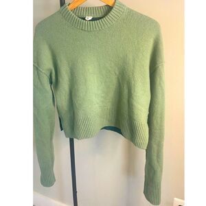Arket Green Color Block Wool Crewneck Sweater Jumper Size S